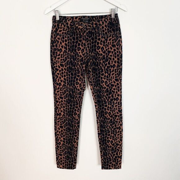 Maison Scotch Punk Radar Leopard Print Corduroy Skinny Pants - Picture 1 of 8